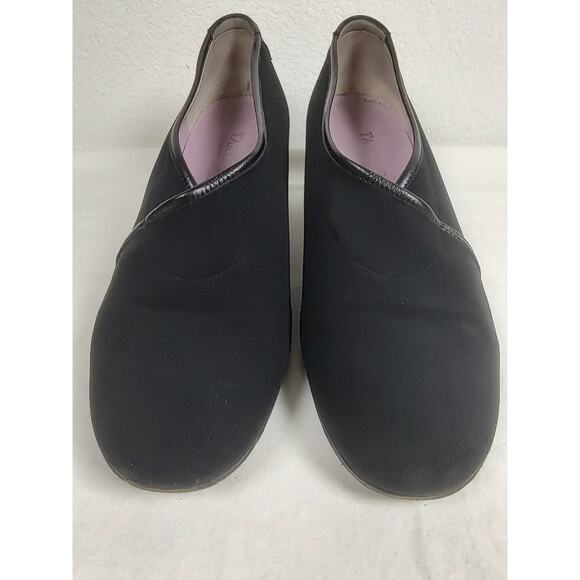 Taryn Rose, Black Pump Block Heel Stretch Fabric Leather Trim Size EU39M = US8M - Picture 2 of 16